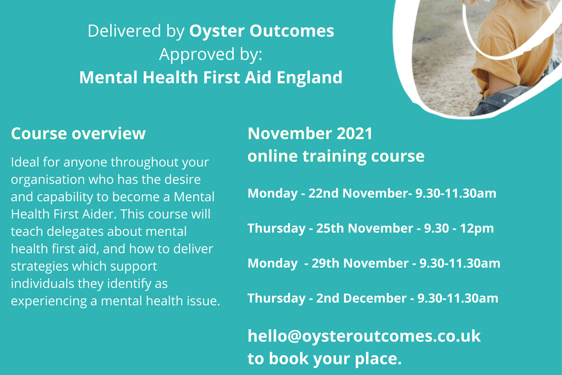 New dates added  – Online Mental Health Training November
